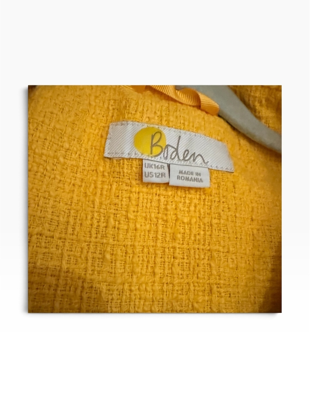 Boden Yellow Vintage Swing Coat Size US 12 Textures Mod 60s Style Large Buttons - Picture 6 of 7